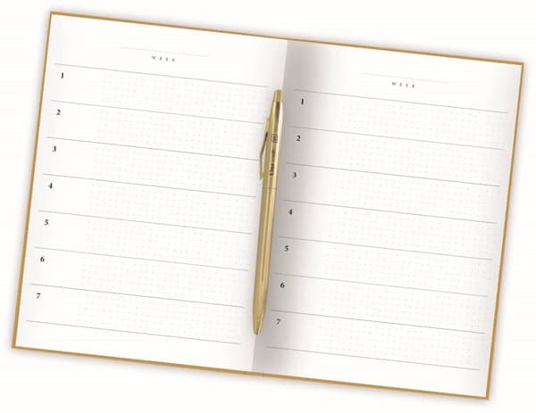 A5 Satin Guld Planner 80 ark Interprinted