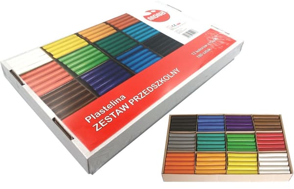 Plasticine sæt til børnehaver, Mona 180 stk. 12 farver 15 stk. á 15 g