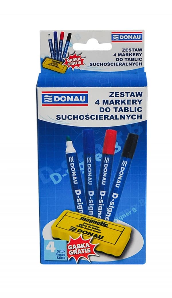 Dry Erase Marker / Set 4 / + Sponge Donau D-Signer 7372904-99PL