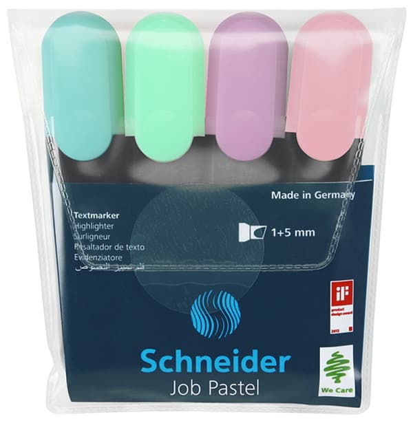 Schneider Job Pastel Highlighter /4 farver/ SR115098
