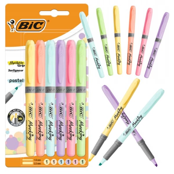 BIC Highlighter GRIP Pastel Blister 6 stk 992561