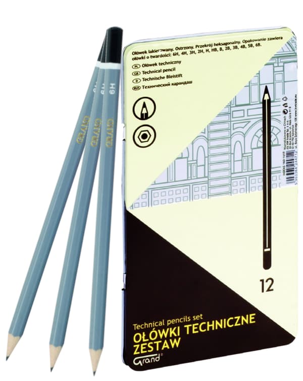 Grand Technical Pencils Sæt /12stk/ Metalæske 160-1619