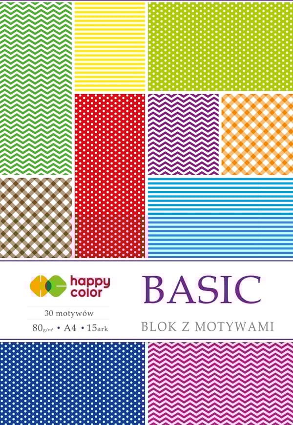 A4 Basic Block 30 Motiv /15 ark/ Happy Color 80g/m2