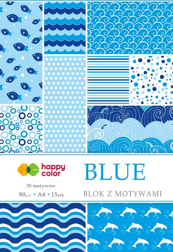 A4 Blue Block 30 Motifia /15 arkkia/ Happy Color 80g/m2
