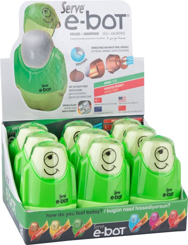 Server E-Bot Green EBT09ZIE Sharpener med viskelæder