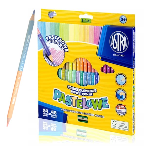 Dubbelsidiga pastellpennor Astra 24st = 48 färger 312120005