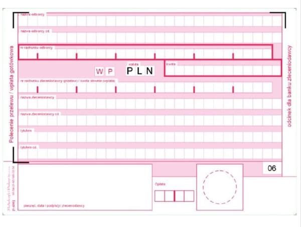 Överföringsorderformulär Kontantinsättning WP-2