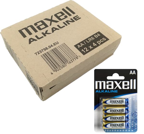 Alkaline batteri LR06 (AA) Maxell Shrink /PAK 48 stk/