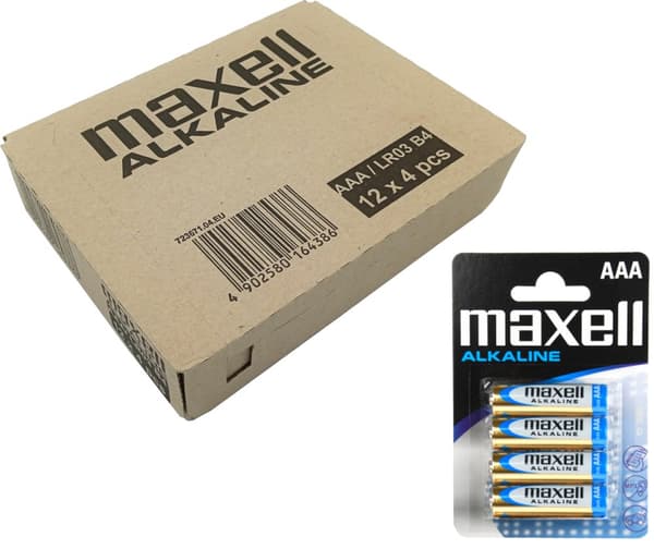 Alkaline batteri LR03 (AAA) Maxell Shrink /PAK 48 stk/