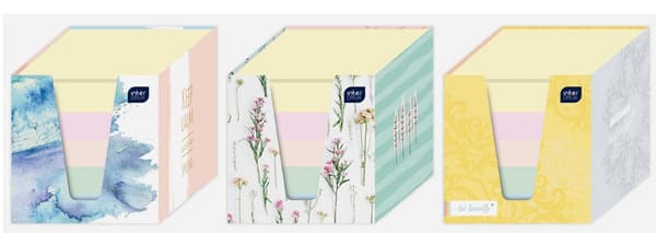 Paper Cube Notes Pastelfarve 90x90x90 mm i en papkasse