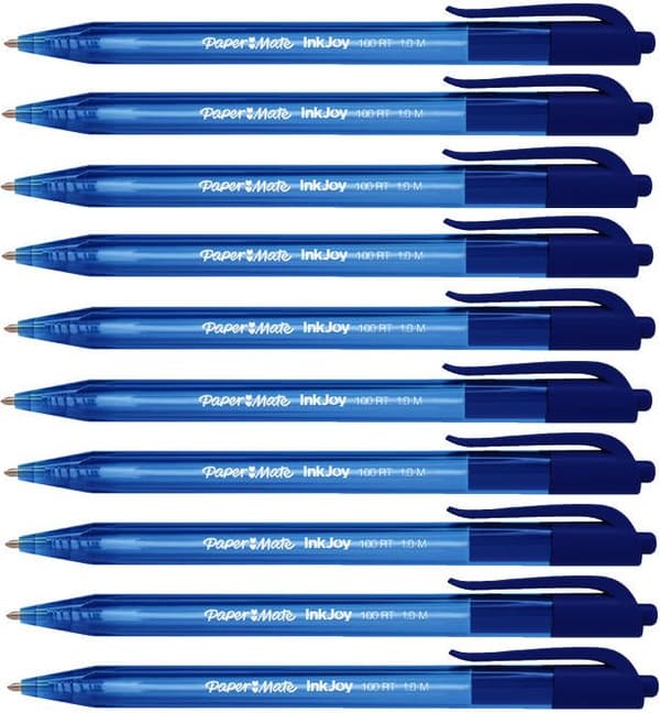 Paper-Mate Inkjoy 100 Blå Automatisk Kuglepen 10 stk