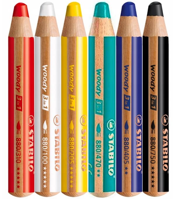 Stabilo Woody 3i1 Arty blyanter 6 stykker + spidser 8806-1-20