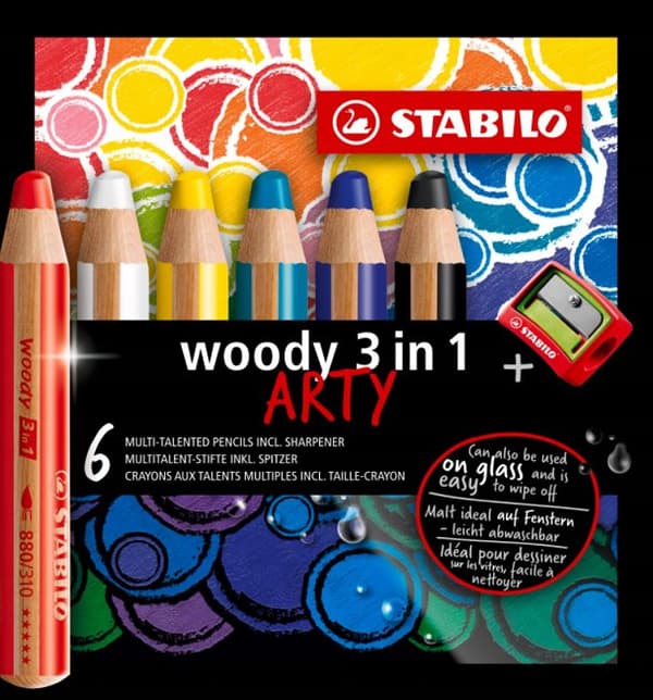 Stabilo Woody 3i1 Arty blyanter 6 stykker + spidser 8806-1-20