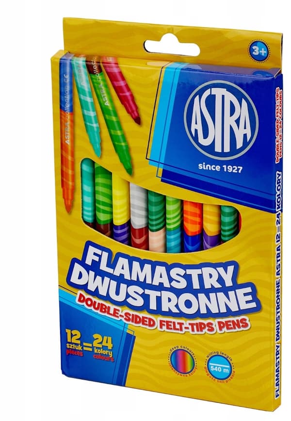 Dubbelsidiga Astra markörer 12 pennor = 24 färger 314118001