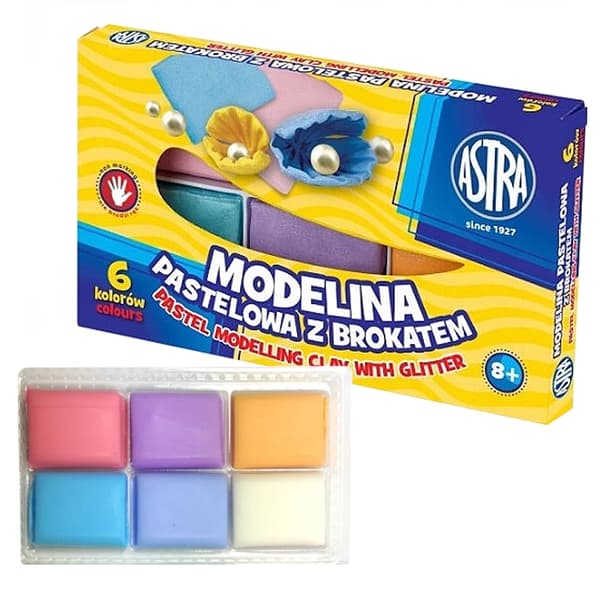 Pastellmodellera med Glitter Astra 6 färger 30418001