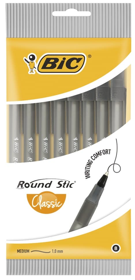 BIC Round Stic Classic Kulspetspenna Svart Blister /8st/