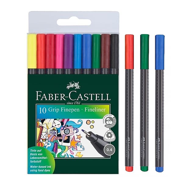 Faber-Castell Grip Fineliners 10 farver i etui 151610 FC