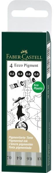 ECCO FABER-CASTELL PIGMENT RITSPENNA 4 ST. FODRAL (0,2 : 0,4 : 0,6 : 0,8 MM) SVART 167004FC