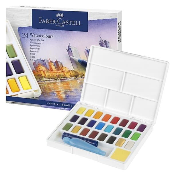 Akvarellfärger i kuber CS Faber-Castell 24 färger Förpackning 169724FC