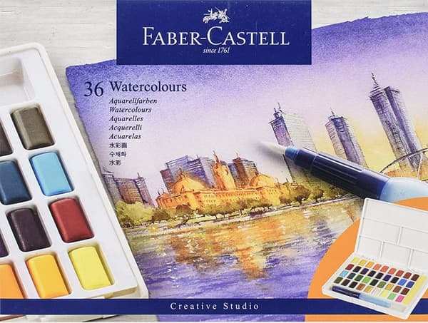 Akvarellfärger i kuber CS Faber-Castell 36 färger Förpackning 169736 FC