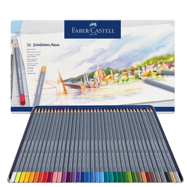 Faber-Castell Goldfaber Aqua Akvarellpennor 36 färger Metallförpackning 114636 FC