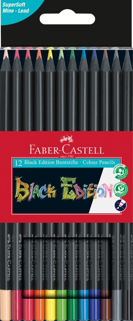 FABER-CASTELL Pennor Triangular BLACK EDITION 12 färger 116412FC