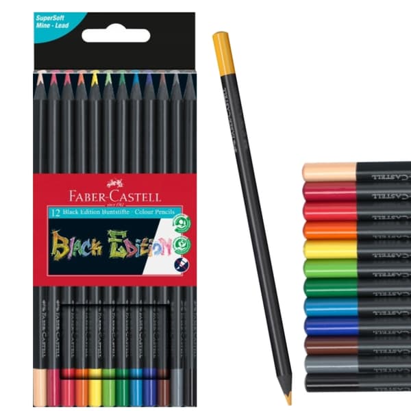 FABER-CASTELL Pennor Triangular BLACK EDITION 12 färger 116412FC