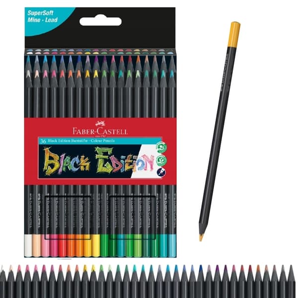 FABER-CASTELL trekantede blyanter BLACK EDITION 36 farver 116436FC