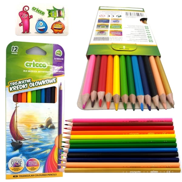 Cricco trekantede blyanter 12 farver MIX CR322K12