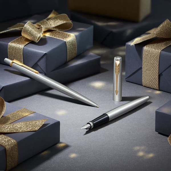 Parker Jotter rustfrit stål GT sølv-guld sæt (fyldepen + kuglepen) 2093257