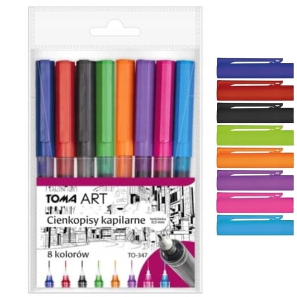 Toma Kapillär Fineliner Set om 8 TO-347 0,5 mm