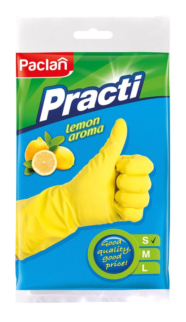 Husholdningsgummihandsker S Practi Paclan Lemon