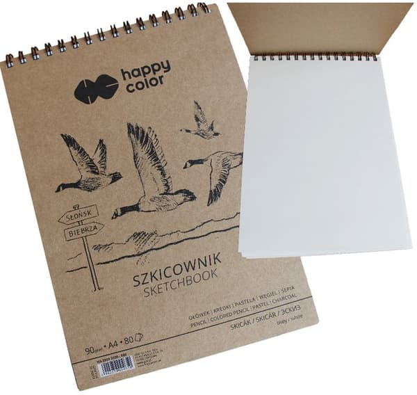 Skitsebog om spiralfugle A5 Hvid 80 ark 80/90 g Happy Color HA-3809-1520-p80