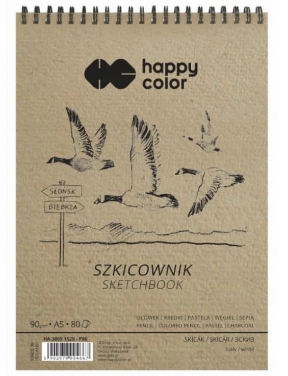 Skitsebog om spiralfugle A5 Hvid 80 ark 80/90 g Happy Color HA-3809-1520-p80