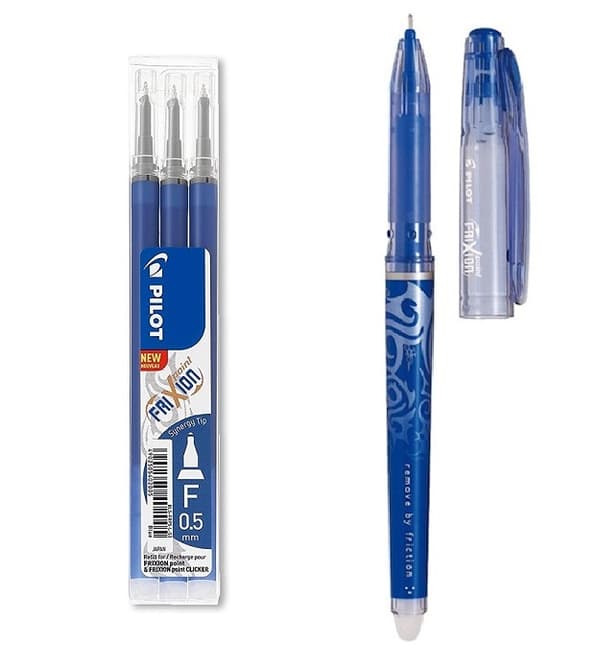 Pilot Frixion Pen 0,5 Blå + Frixion Refill 0,5 Blå /3stk/