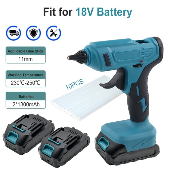 Trådløs elektrisk varmepistol, 18V, 11mm limstift