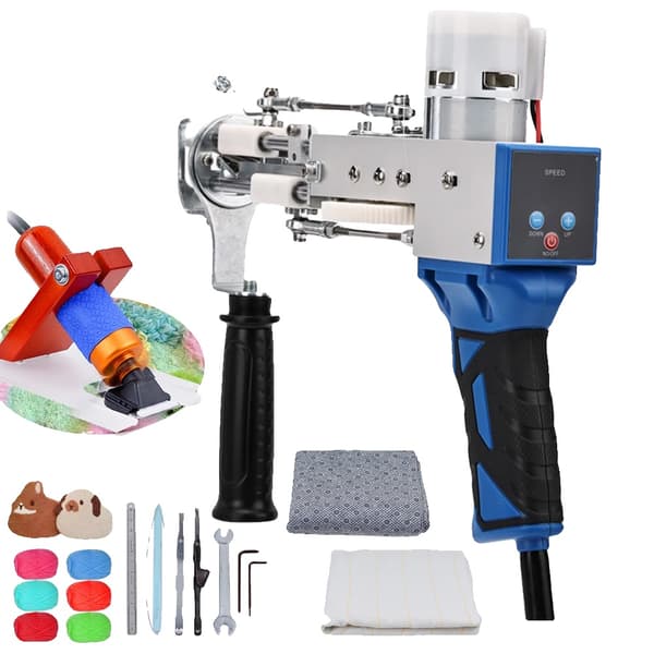 Elektrisk Matta Tufting Pistol, Justerbar Hastighet 10-40 Stygn/sek, 2-i-1 Klipp- och Slingpile,Digital Display Kit2