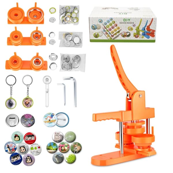 Knapmærke Maskine Kit, Cirkel Skærer, DIY Knapmærke Pin Maker, 300 stk,Appelsin