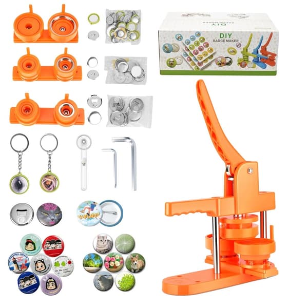 Knapmærke Maskine Kit, Cirkel Skærer, DIY Knapmærke Pin Maker, 300 stk,Appelsin