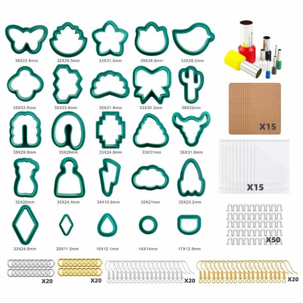 DIY Savea Korvakoru Leikkureiden Setti, 25 Ainulaatuista Muotoa, 130 Lisäosaa Mukana,Tumma vihreä