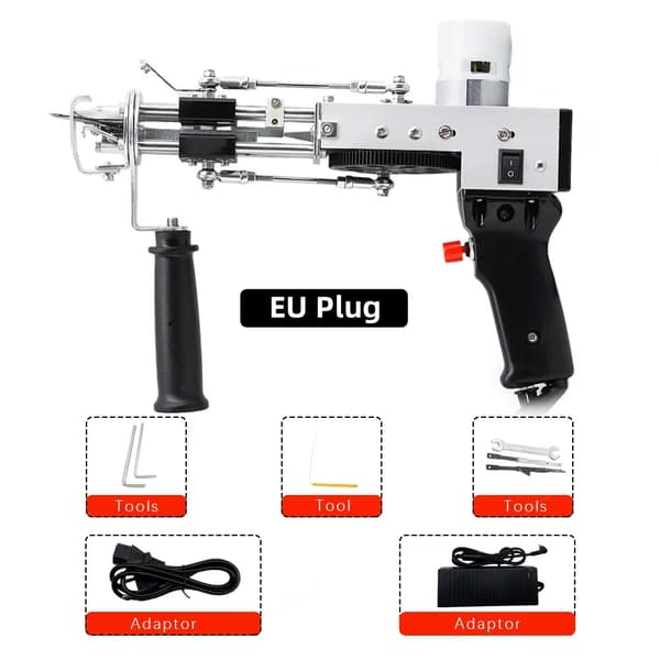 Tæppe Tufting Pistol, Skåret Luv & Sløjfe Luv, Elektrisk & Håndholdt,SORT EU Stik