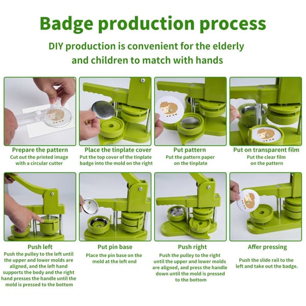 Badgetillverkare, 32 mm formstorlek, komplett DIY-kit