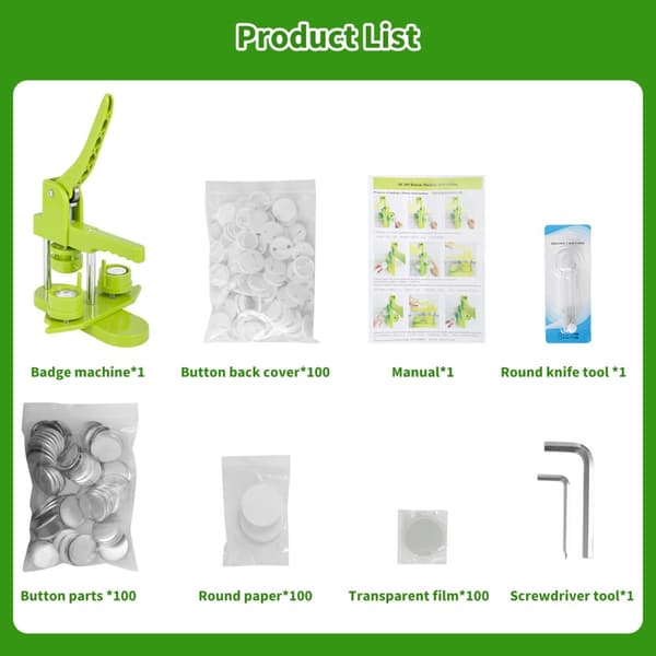 Badgetillverkare, 32 mm formstorlek, komplett DIY-kit
