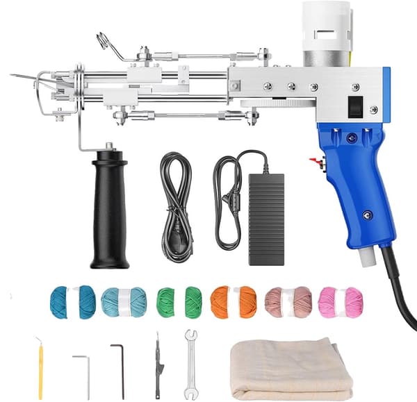 Tufting Gun, Justerbar Hastighet, 2-i-1 Funktionalitet, Säkerhetsfunktioner,Blå