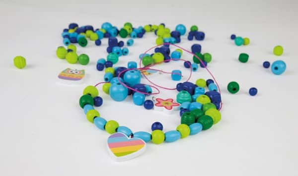 Träpärlor Stort paket Blå Gör-det-själv Halsband