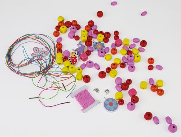 Träpärlor Stort paket Pink Gör-det-själv Halsband
