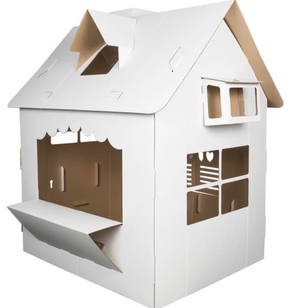 Blommande hus i kartong (Måla själv)
