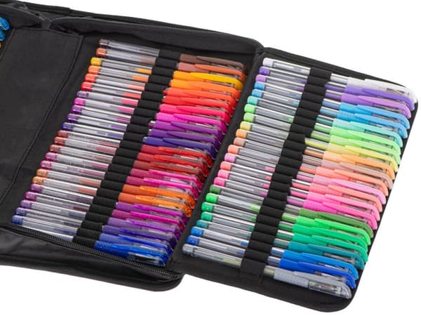 Farvede gelpenne i etui 120 stk + 120 refills