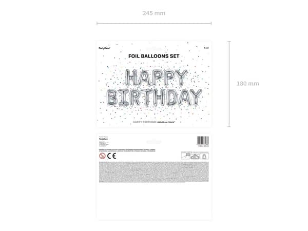 Happy Birthday Folio ilmapallo syntymäpäiväkoristeet, hopea, 340cm x 35cm