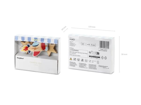 Fødselsdagslys Flyvemaskine 3-4,5 cm 3 stk.